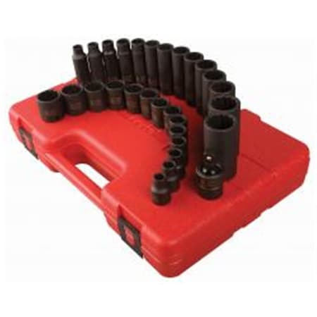 Sunex 29 Piece 0.38 in. Drive 12 Point Metric IMPact Socket Set, 29PK SU3330